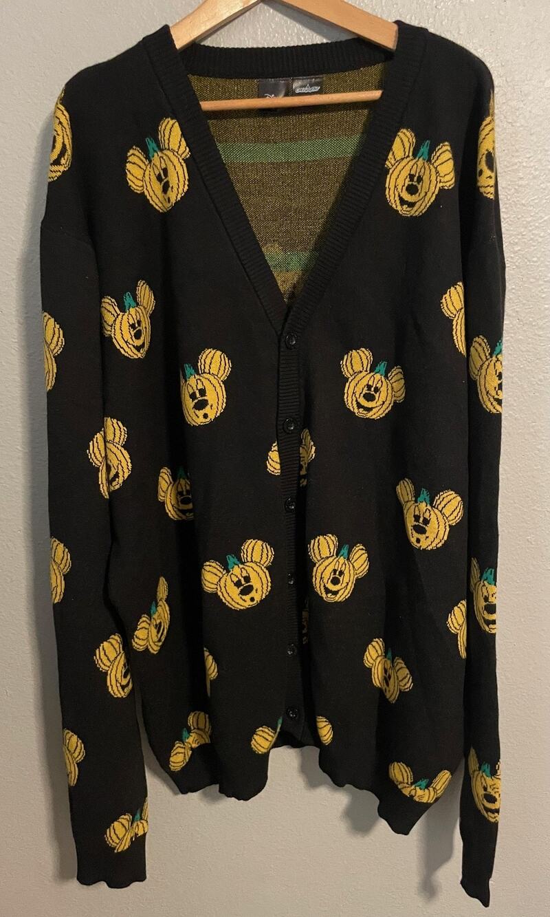 Disney x Cakeworthy Cardigan Sweater Womens 4XL Black Mickey Pumpkin Halloween